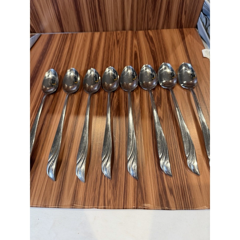 Lot 8 Vintage‎ Stainless Steel Japan Swirl Flame Pattern Teaspoons Flatware